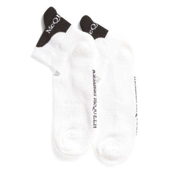 ALEXANDER MCQUEEN Red Made In Italy Designer Logo Ankle Socks - Picture 2 of 2